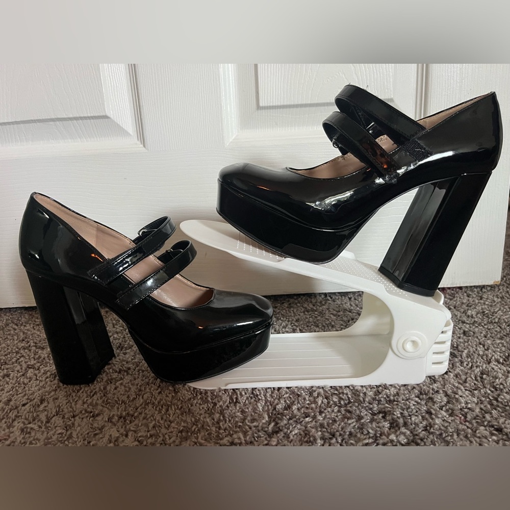 Black Patent Leather Platform Mary Jane Shoes